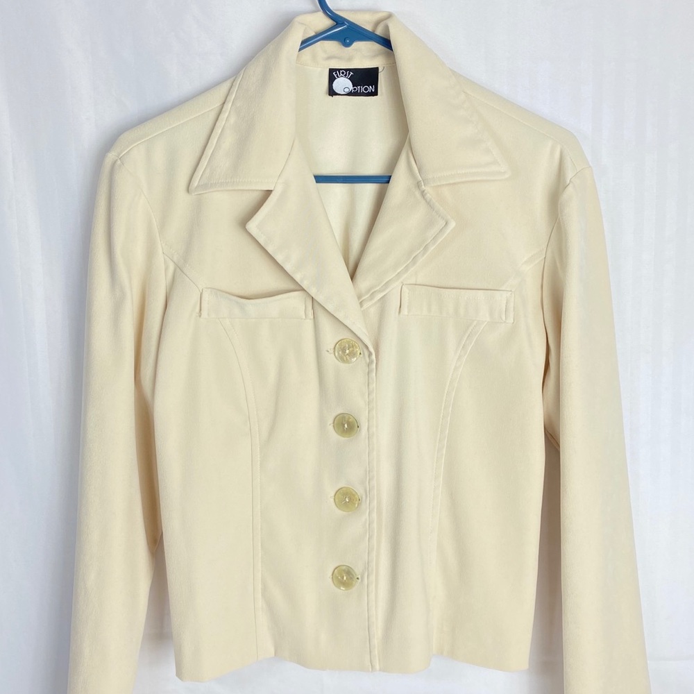 4/$25 First Option Blazer Jacket Cream Cropped Women's
